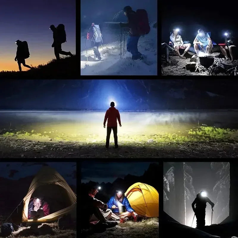Powerful LED Headlamp XPE+COB USB Rechargeable Headlight Waterproof Head Torch Strong Magnetic Flashlight For Outdoor Camping Oasis Select