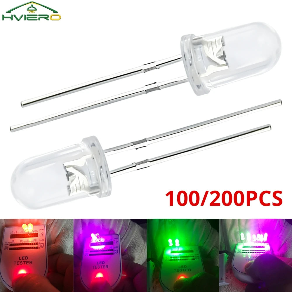 5mm Super Bright LED Diodes 100/200 Pack – 9 Colors