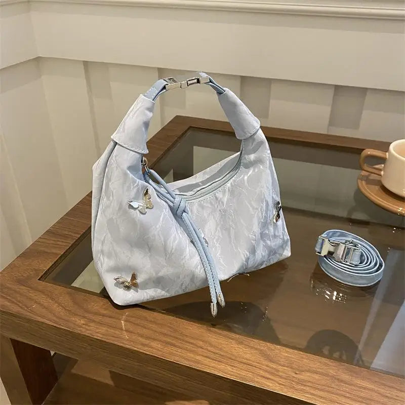 Butterfly Decor Women Shoulder Bag Adjustable Strap Lightweight Daily Hobo Crossbody Bag Versatile For Work Travel Shopping Use Oasis Select A3