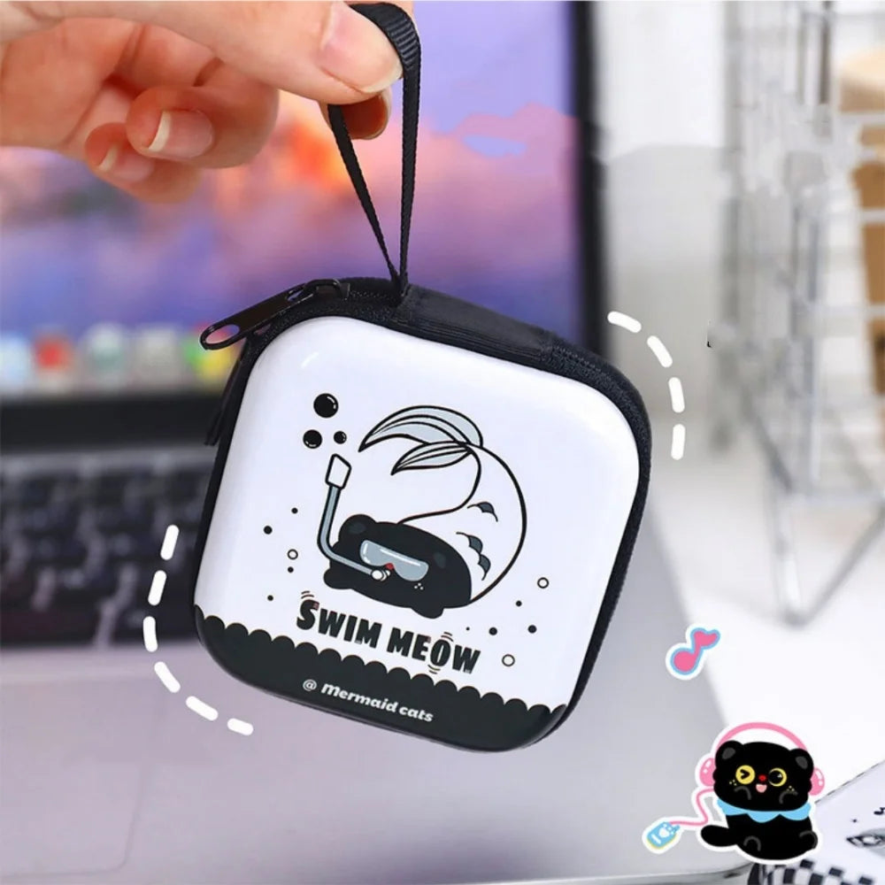 Cute Cat Tinplate Coin Purse | Mini Storage Box for Keys & Earbuds