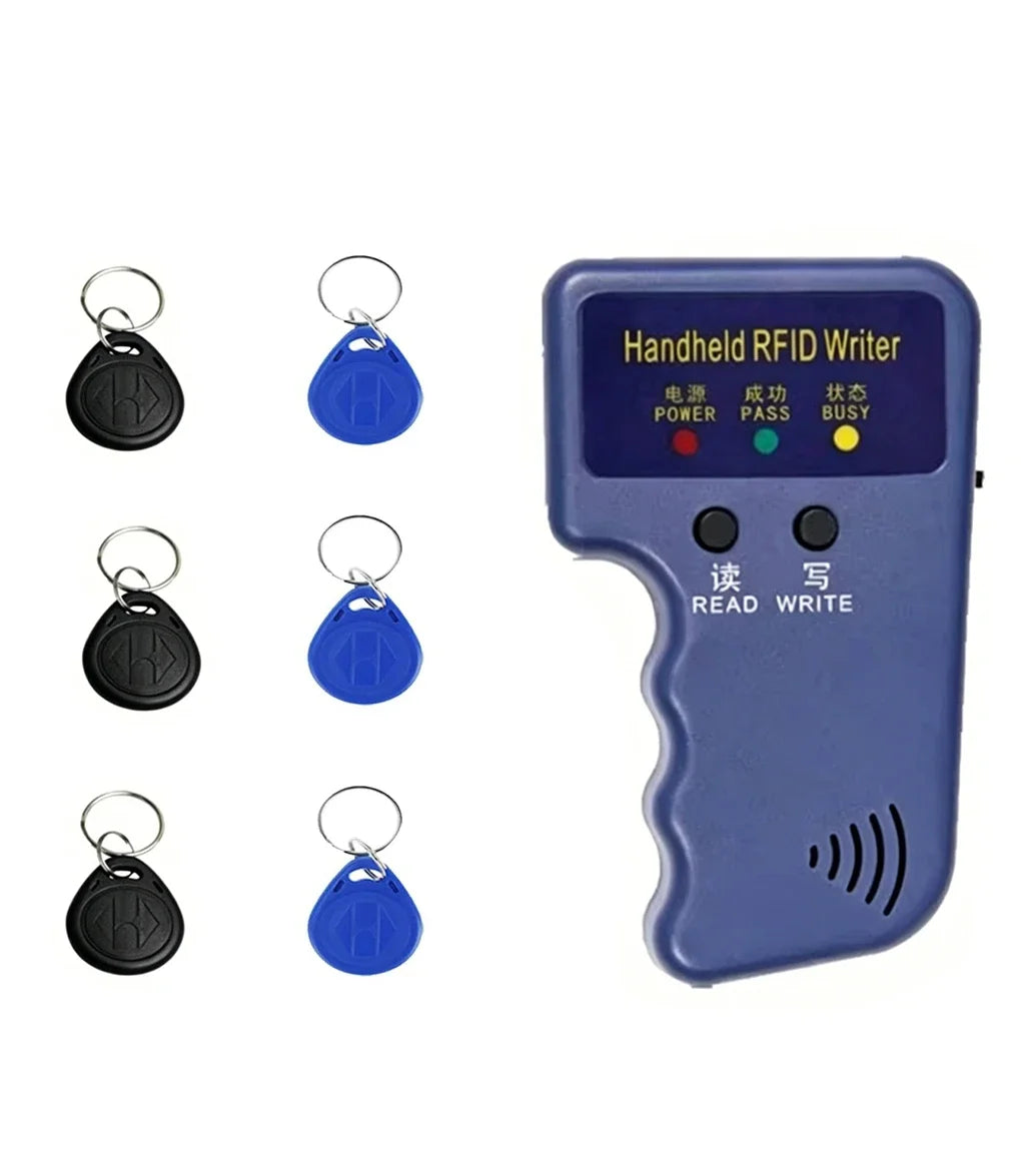 Original Handheld 125kHz RFID Duplicator Reader Writer Copier for T5577 EM4305 + 10PCS Blank T5577 Keyfobs Oasis Select 3blue 3black