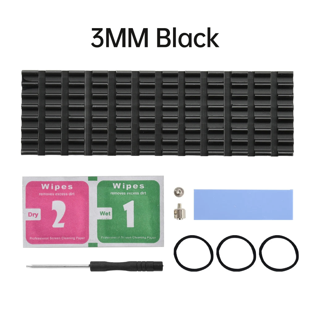 M.2 SSD NVMe Heat Sink M2 2280 Solid State Hard Disk Aluminum Heatsink Gasket with Silicone Thermal Pad PC Accessories Oasis Select Black