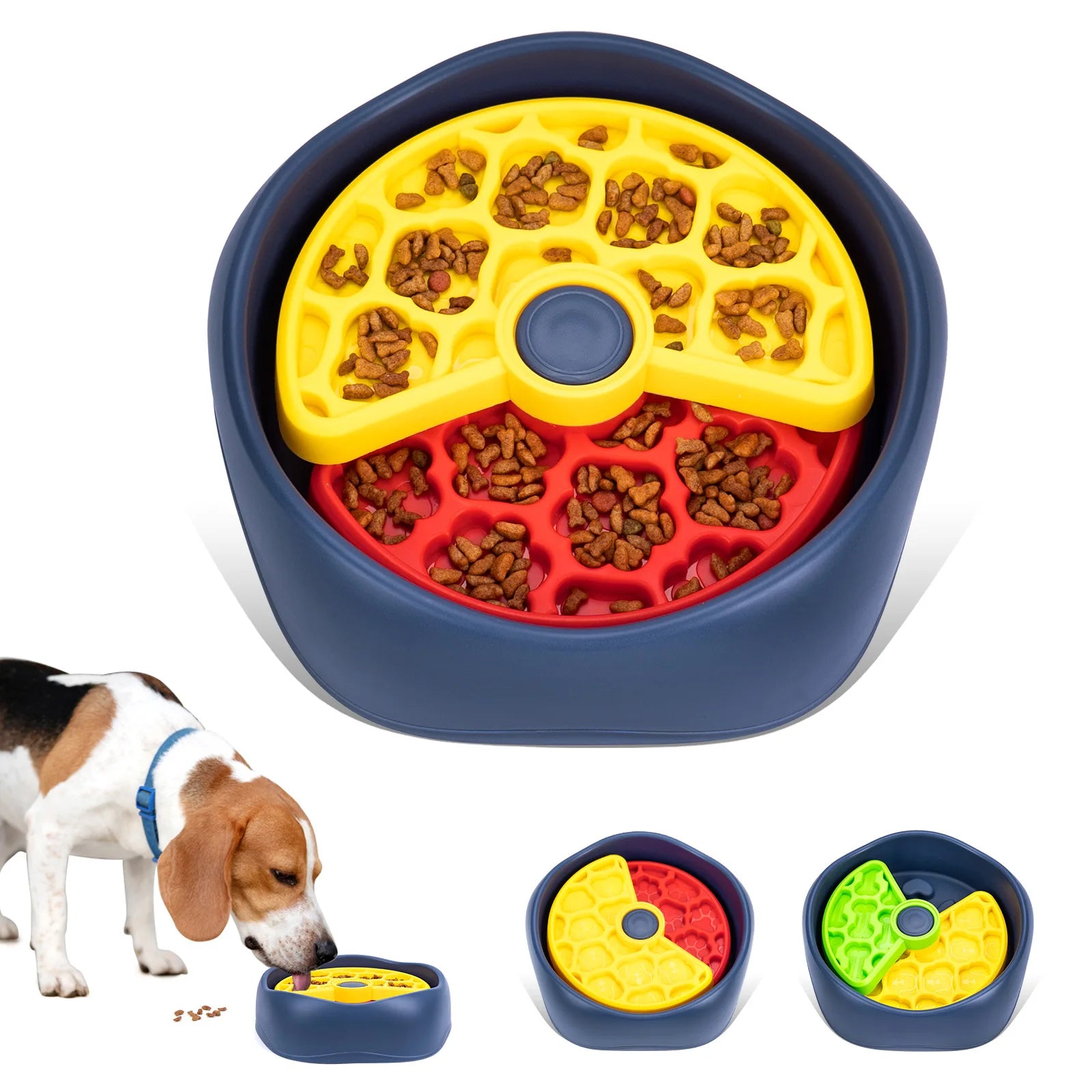 Three-layer Rotating Slow Food Bowl for Cats and Dogs, Educational and Anti-choking Dog Bowl, Anti-tipping Tableware and Feeder Oasis Select