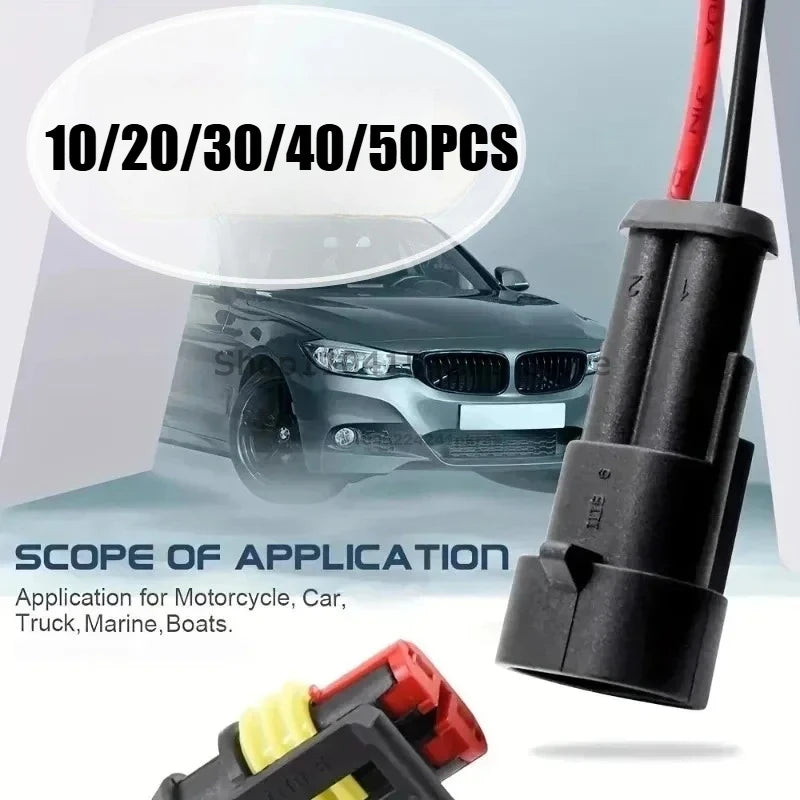 Waterproof 2 Pin Wire Connectors - 20 AWG Automotive Connector Kit for Car, Truck, Motorcycle, and Marine Boat Oasis Select