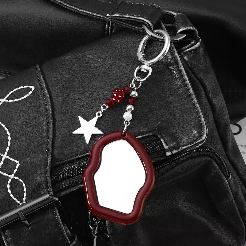 Y2K Red Bow Mirror Charm Keychain | Bag & Phone Pendant Charm Keychain Oasis Select