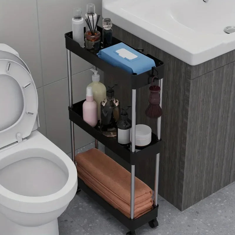 2025Bathroom Storage Rack With Wheels, 4 Layer Rolling Utility Cart, Bathroom Storage Organizer, Multi-purpose Utility Cart Oasis Select