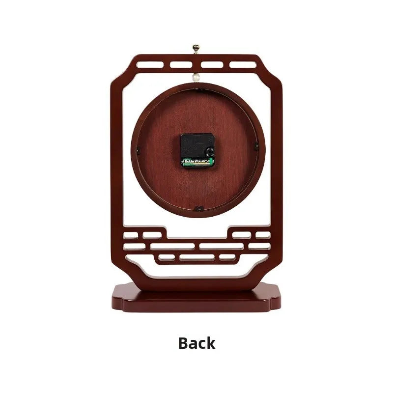 New Chinese Style Table Clock Living Room Household Silent Display Office Bar Counter Solid Wood Desktop Decoration Oasis Select