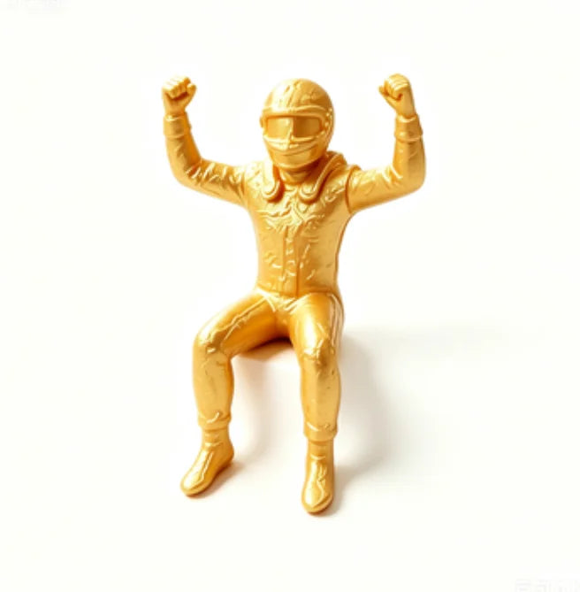 3D Printed Victory Pose Racing Driver Miniature Figurine F1 Style Celebrating Racer Handicraft Ornament for Desk Home Decor Gift Oasis Select Racer Gold 10x6.5x5.5cm