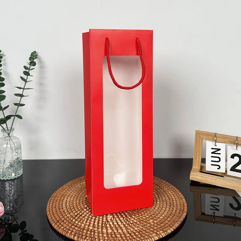 Flower Gift Bag Transparent Window | Kraft Bouquet Tote