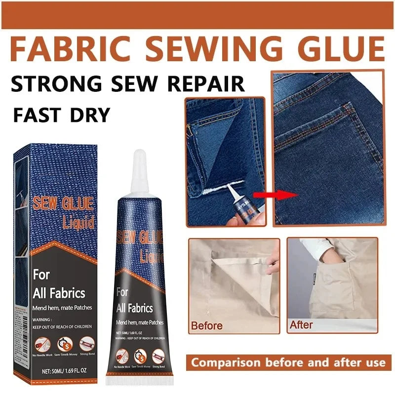 50ml Fabric Sewing Glue Fast Drying Clothes Mending Liquid Leather Repair Patches Kit With 2 Tools High Viscosity Craft Supplies Oasis Select