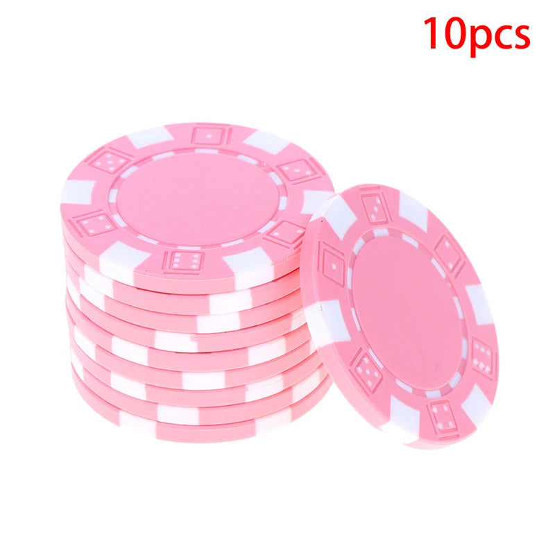 10 Pcs ABS Plastic Casino Texas Hold'em Metal Coins 11.5g Game Chip Set Accessories@#X Oasis Select Pink