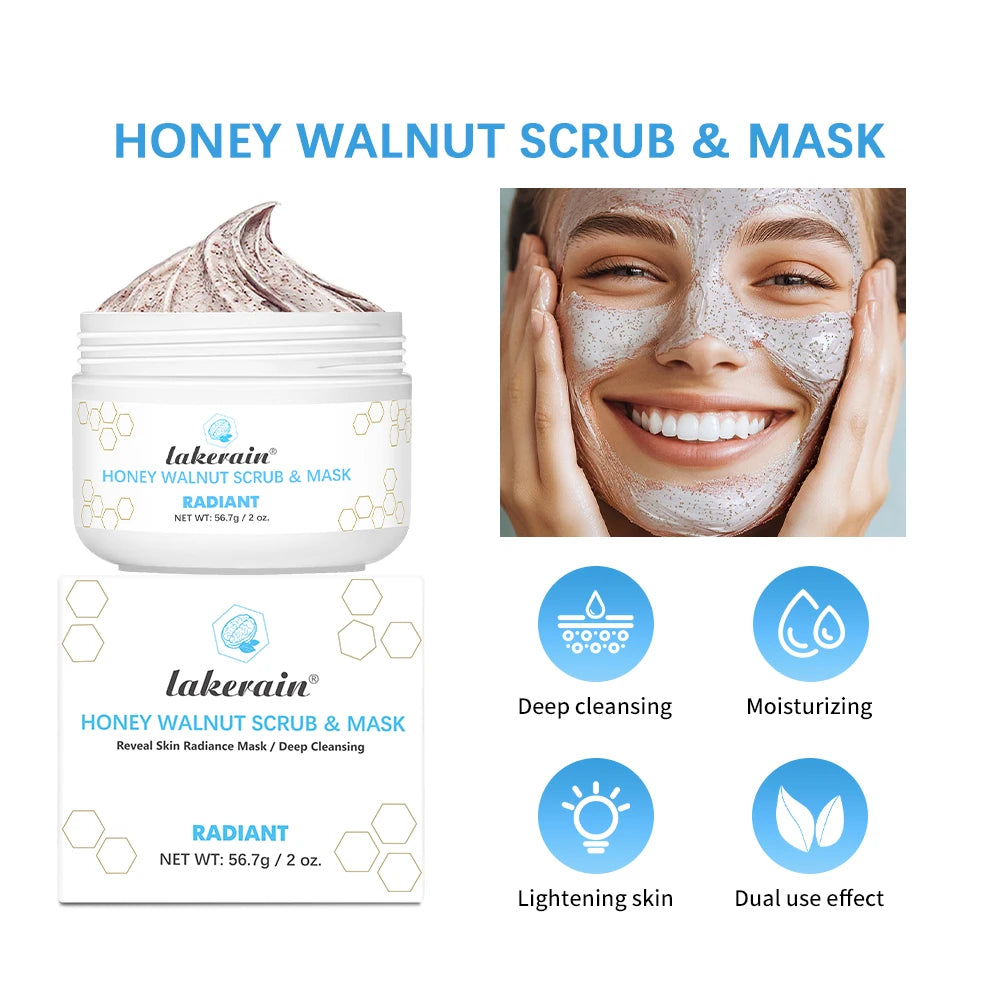 Facial Scrub & Face Exfoliator Mask Skin CareMoisturizing brightening Nourishing Cleansing Honey Walnut Facial Exfoliants Mask Oasis Select