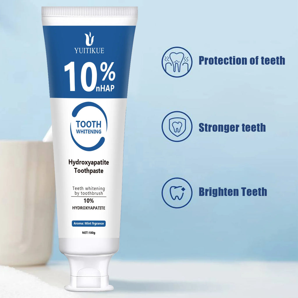 YUITIKUE 10% Hydroxyapatite Toothpaste 100g - Teeth Whitening & Enamel Repair, Mint Fresh Breath, Multi-Action Protection Oasis Select