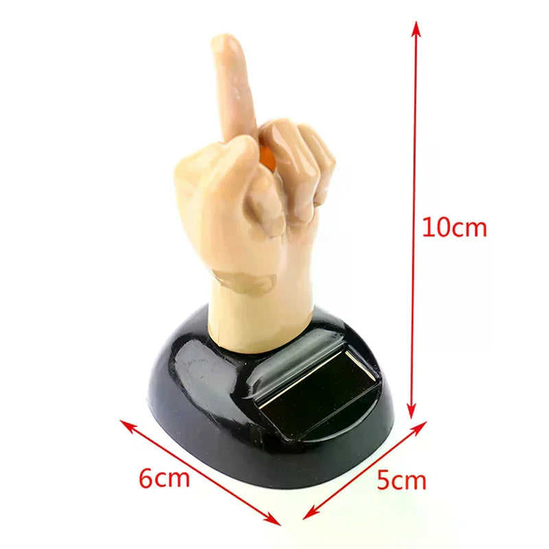 Solar Powered Mid Finger Shaking Toy Car Dashboard Dancing Figure Toy Brown Creative Car Bobbleheads Decorative Ornament Oasis Select