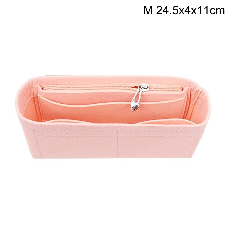 1PC Felt Insert Bag Organizer, Makeup Organizers, Liner Perfect for Brand Women's Handbags For And Cosmetic Bags Oasis Select Pink M