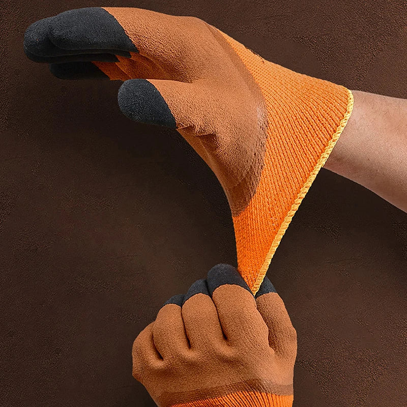 Winter Thickened And Velveted Tire Rubber Wear-resistant Anti-slip Construction Site Labor Protection Gloves Construction Gloves Oasis Select