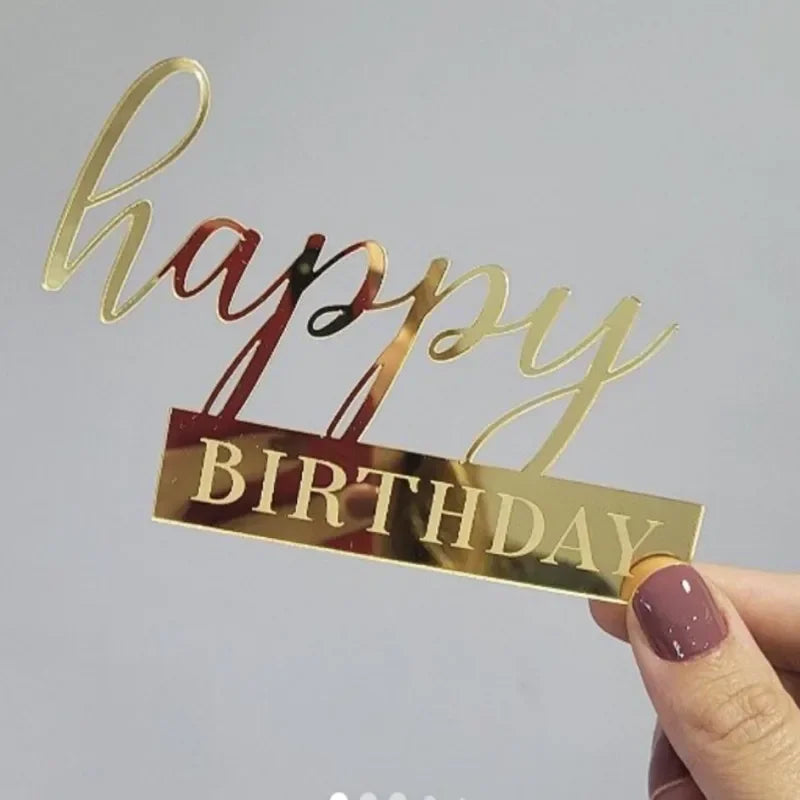 Acrylic Side Happy Birthday Cake Decoration Happy Anniversary Cake Topper Party Supplies Baking Decorating Accessories Oasis Select A
