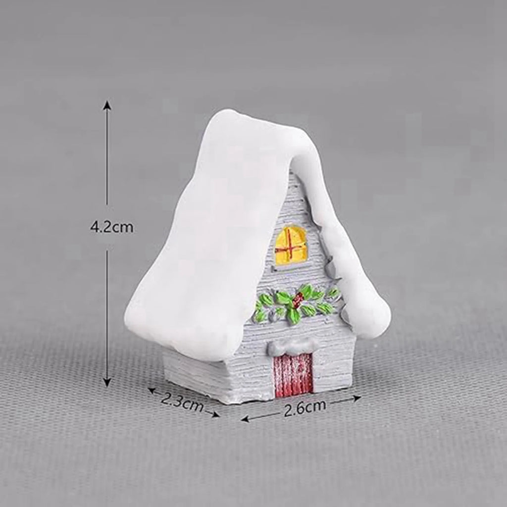 2026-WISH 8X Christmas Miniatures Figurines, Mini Christmas Snow House Decor Ornaments, Christmas House Oasis Select