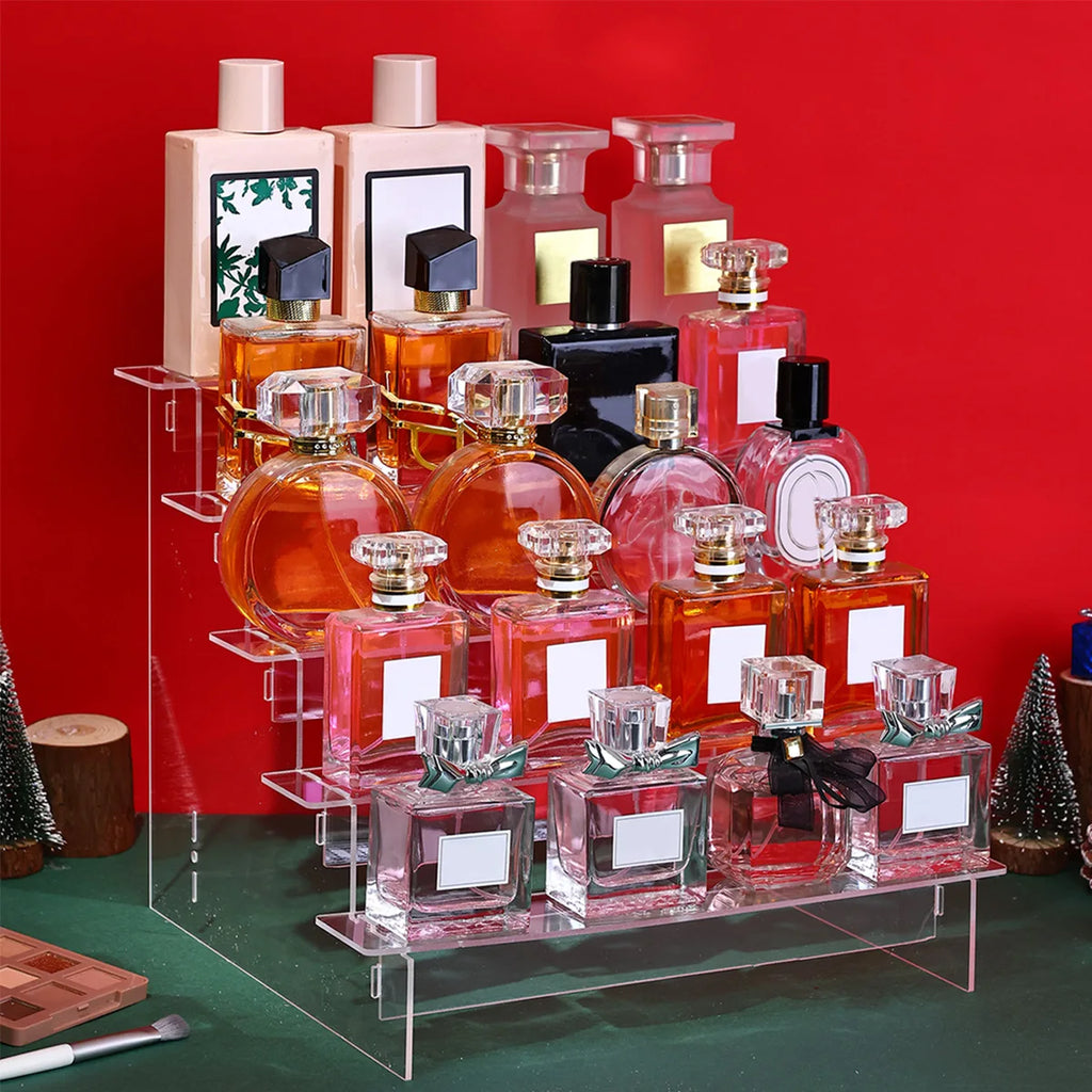 1pc,Transparent acrylic display rack, perfume, doll statue, cosmetics storage rack, ladder display rack Oasis Select