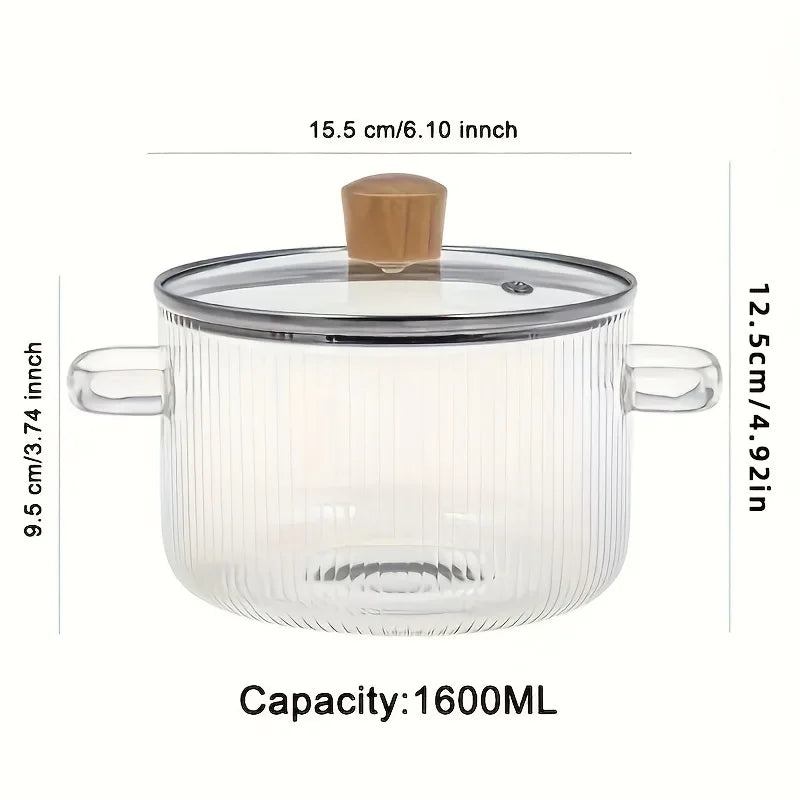 Glass Soup Pot With Double Insulated Handles And Lid 54oz Large Capacity Heat Resistant Glass Cookware For Home Kitchen Oasis Select