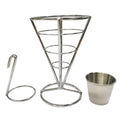 Stainless Steel French Fry Cone Stand with Dip Bowls Fry Cone Stand Oasis Select Silver