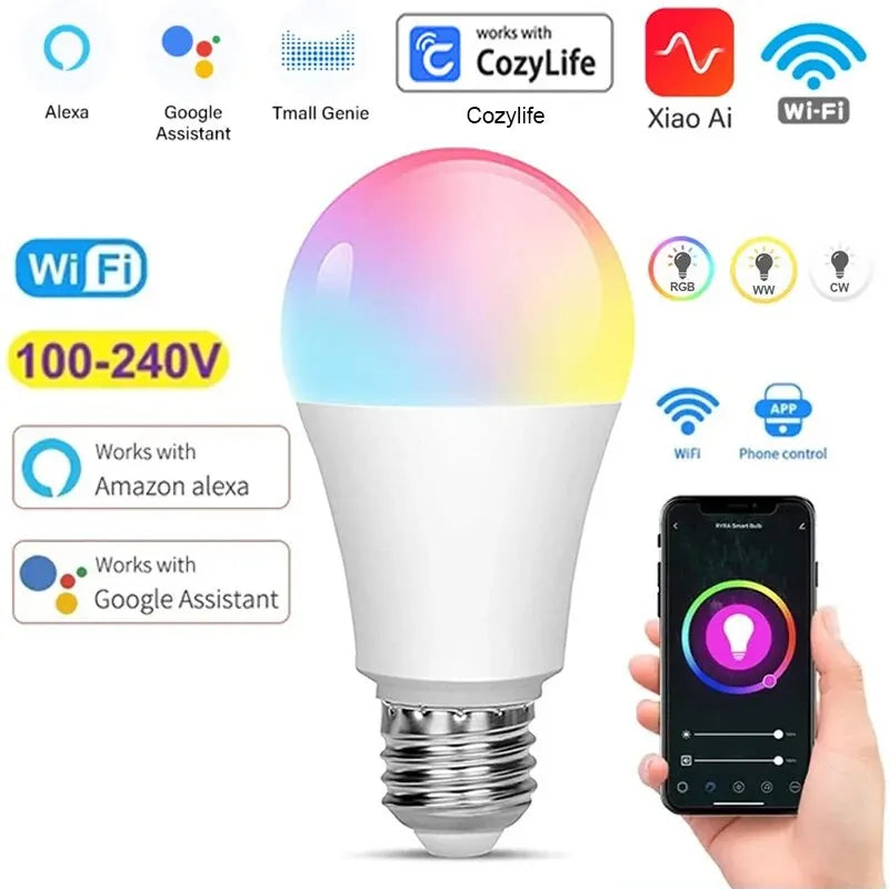 Smart Bulb E27 9W WiFi Bubble Dimmable LED Light Voice Control Bulb RGBCW 100-240V Smart Life Bulb Support Alexa Google Home Oasis Select Smart Bulb