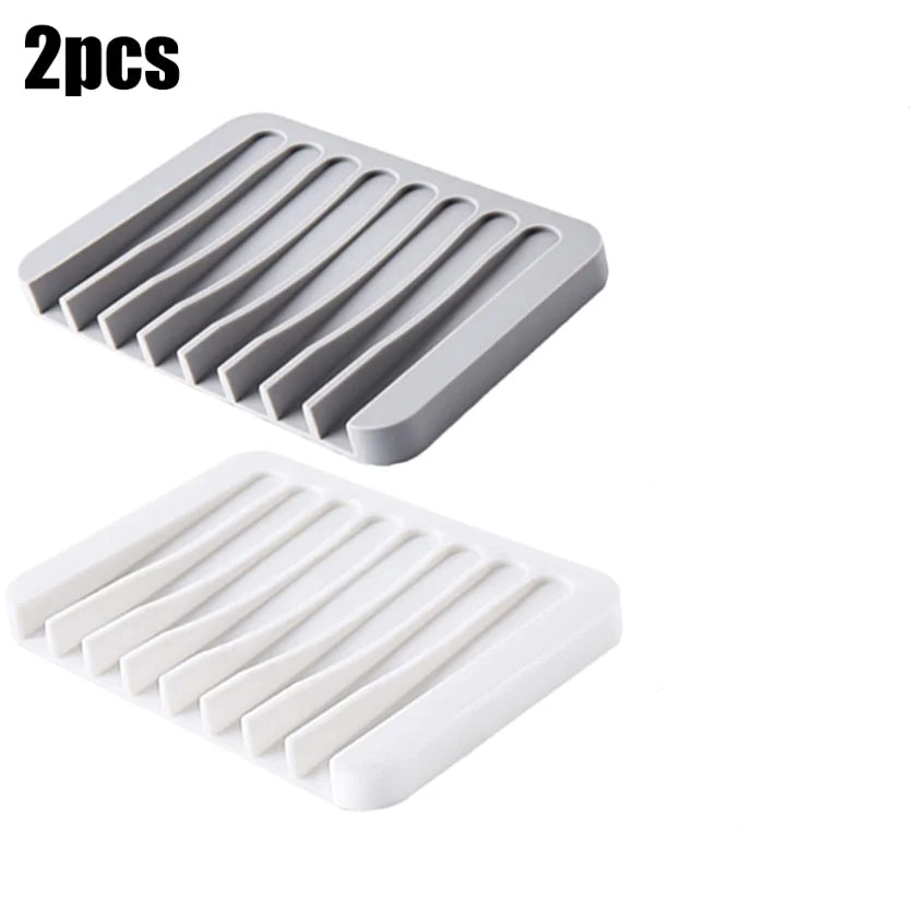 1/2pcs Silicone Self Draining Soap Dishes Kitchen Sink Soap Dish Sponge Tray Soap Holder Countertop Soap Dispenser Oasis Select 2pcs