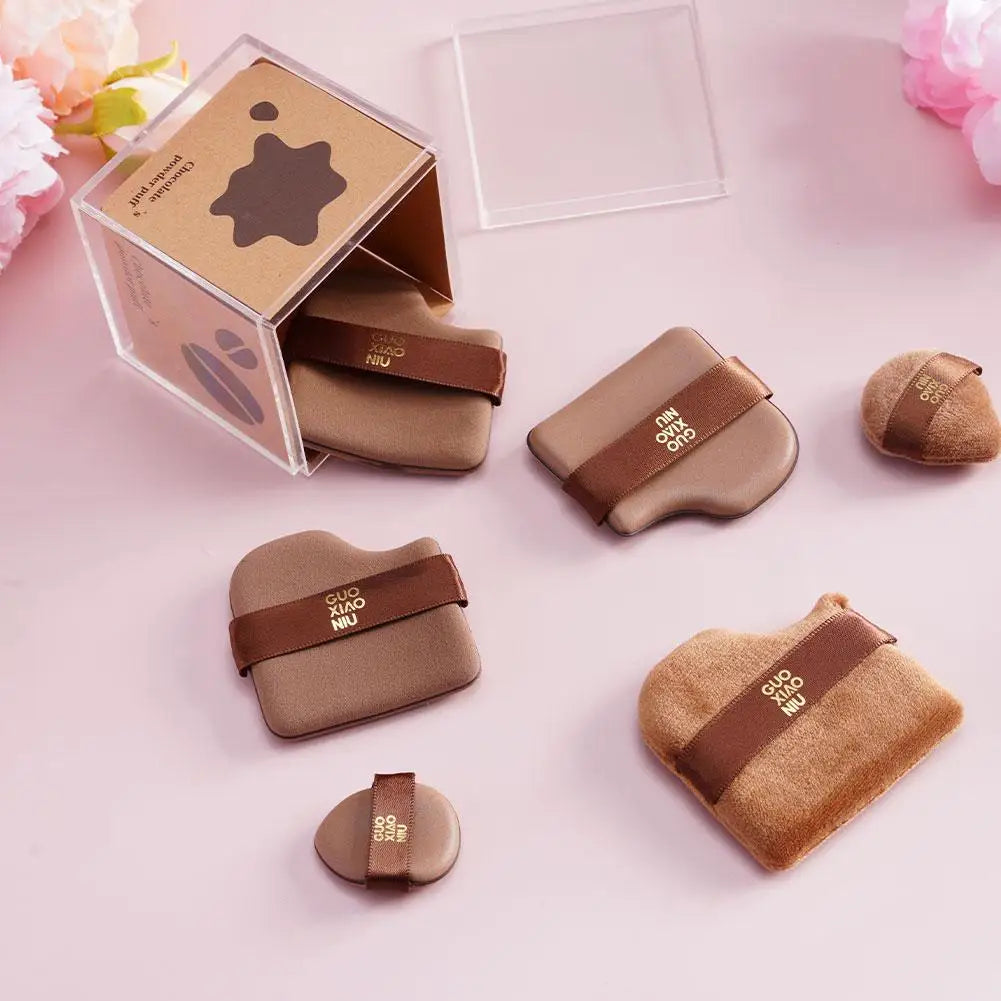 6-Piece Chocolate Powder Puff Set – Air Cushion & Sponge Kit