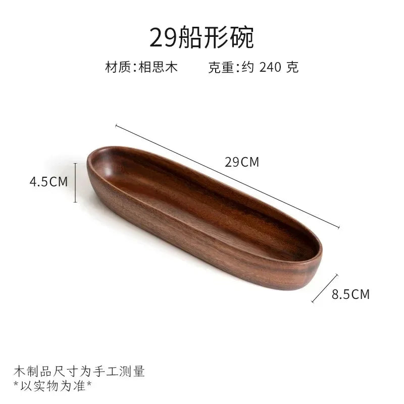 Walnut Wood Boat-Shaped Bowl – Fruit, Nut & Sushi Plate Wooden Serving Bowl Oasis Select 29cm
