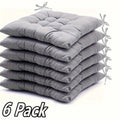 6-Pack Thick Square Chair Cushions, Soft Fiber Seat Pads with Ties for Rocking Dining Chairs, All-Season Indoor & Outdoor Use Oasis Select 6pcs