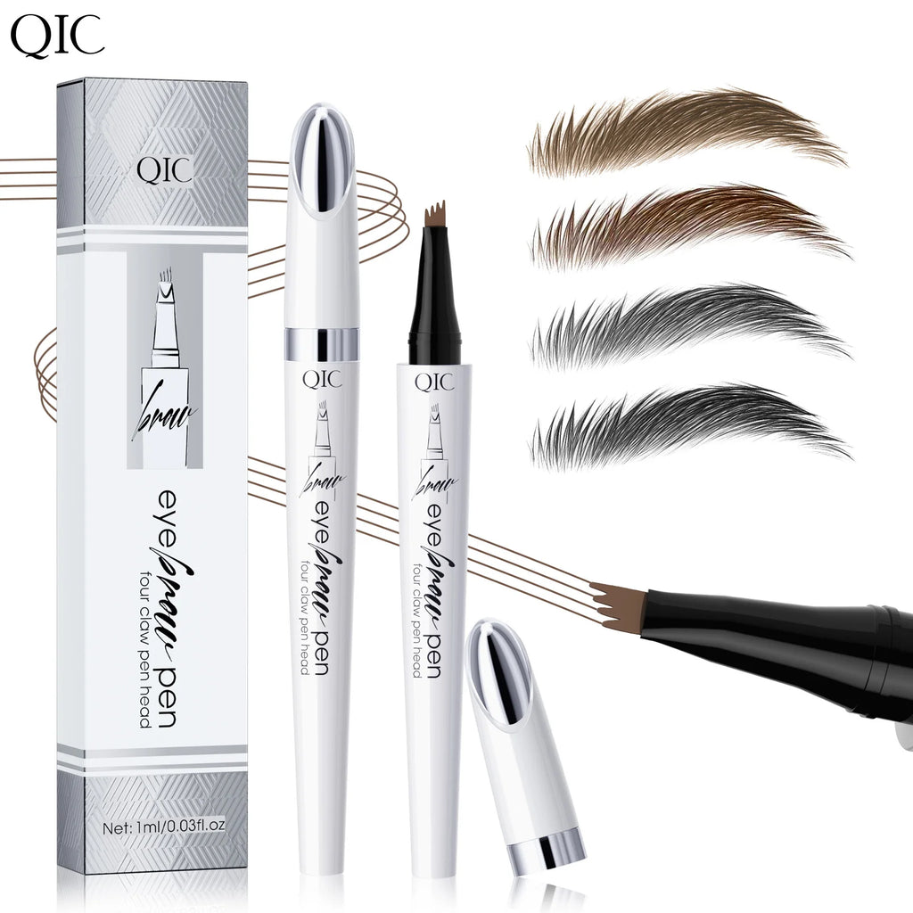 QIC Waterproof Microblading Eyebrow Pen – 4-Tip Natural Brow Look