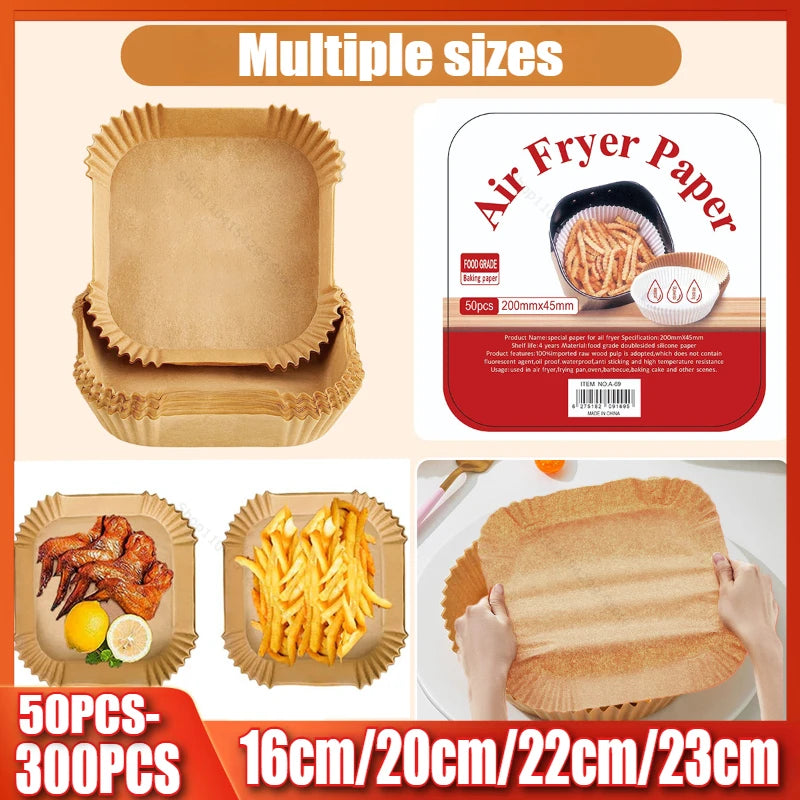Cooking Paper Air Fryer Disposable Paper Square Round Baking Barbecue Plate NonStick Mat Kitchen Oven Oil Absorbing Paper Tool Oasis Select