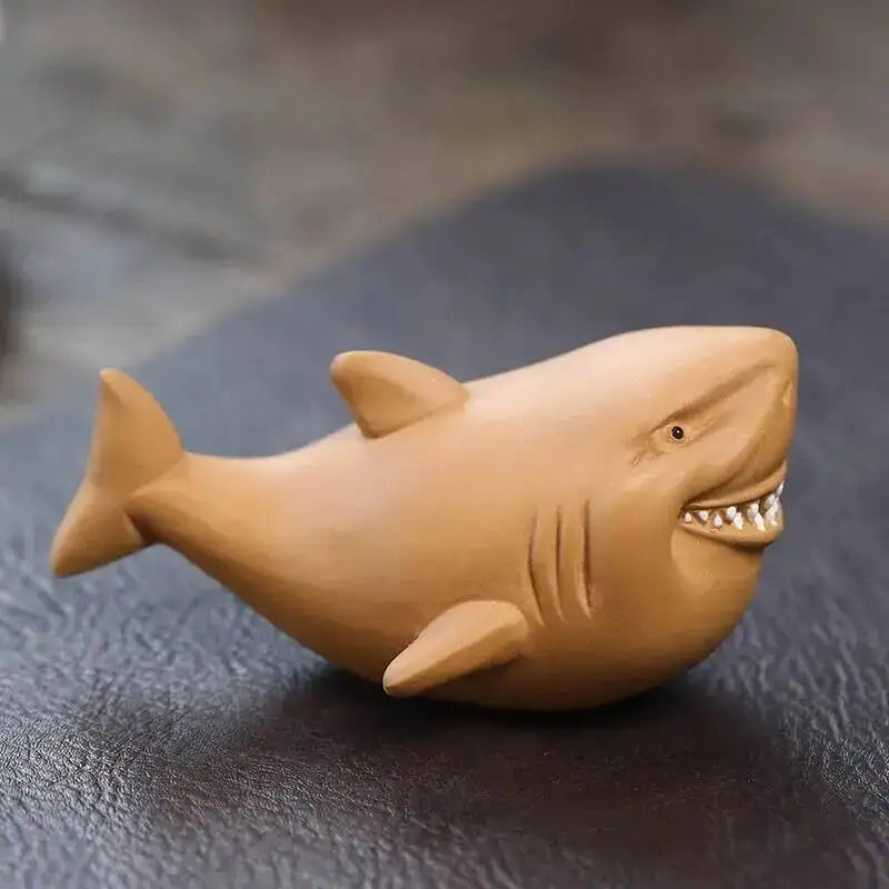 Original Ore Purple Clay Giant Tooth Shark Cute Tea Pet Ornament Premium Tea Play Small Tea Play Decoration Чаепитие Oasis Select Yellow