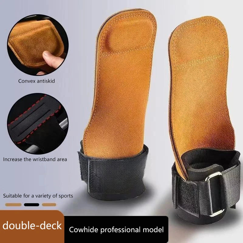 Double Layers Bench Press Weight Lifting Wrist Hooks Straps Deadlift Gloves Grip Pads For Fitness Gym Training Dumbbell Pull-Up Oasis Select