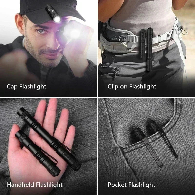 Mini LED Pen Flashlight 300LM | Pocket Torch with Clip, AAA