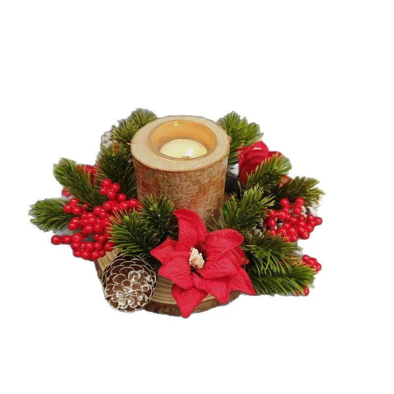 Christmas Candle Holder Wreath With Pinecones And Red Berries Candle Wreath Decorative Ornament Artificial Wreath Oasis Select Red