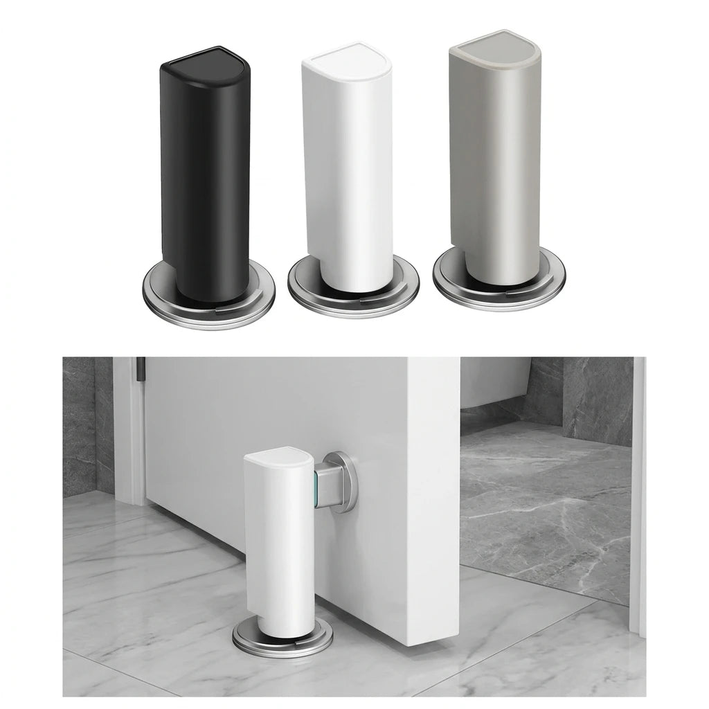 Heavy Duty Magnetic Door Stopper, White Stainless Steel No Punch Door Suction Holder, Touch Door Hardware Oasis Select