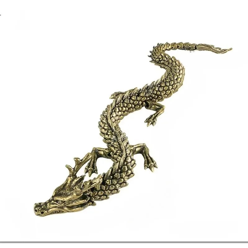 1pcs Dragon Statue Ornament Moveable Body Joints Antique Brass Lucky Dragon Desktop Office Ornament Crafts Home Decoration Gifts Oasis Select