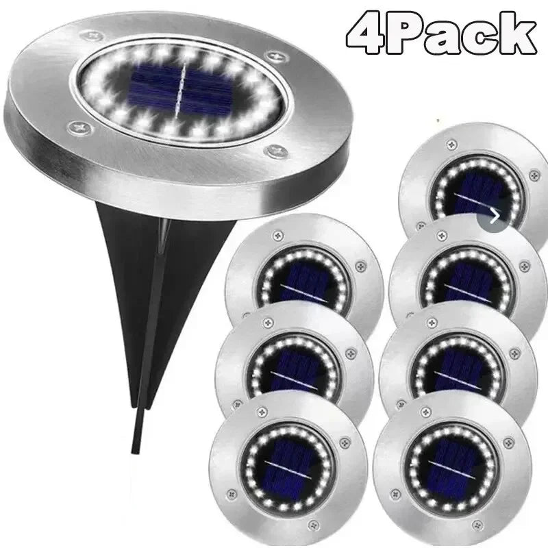 4 Pcs Solar Power Disk Light Outdoor Garden Solar Underground Light Deck Light Spotlight Buried Solar Led Lamp Oasis Select