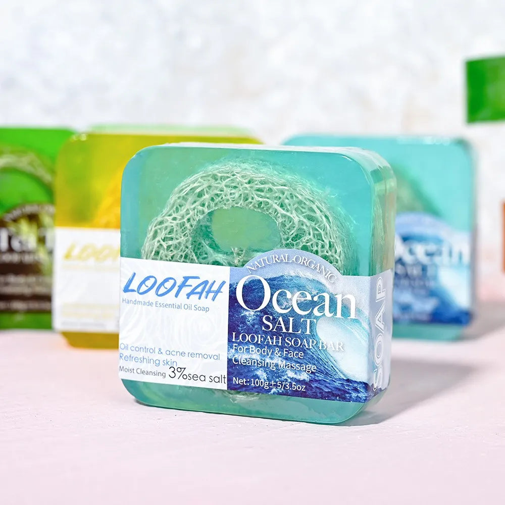 Loofah Sea Salt Essential Oil Bar Soap – Deep Cleanse & Exfoliate