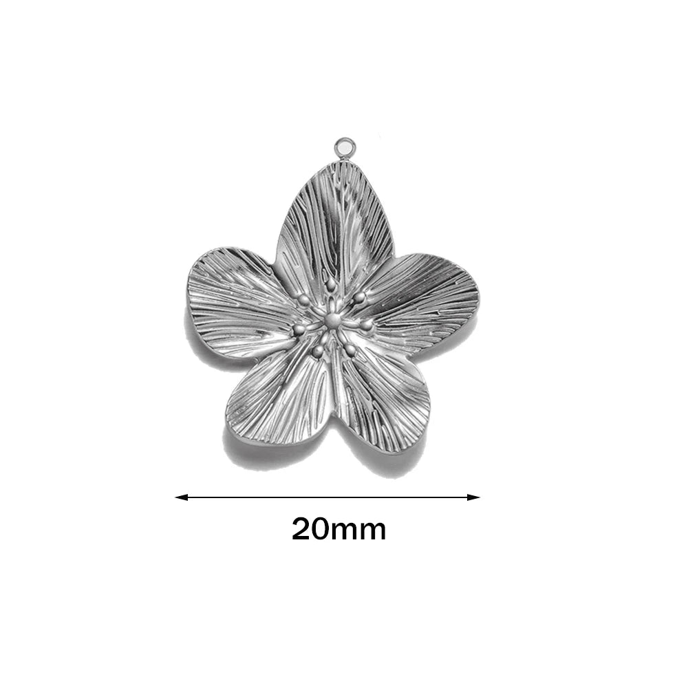 5pcs Large Stainless Steel Flower Charms Pendants Bulk for DIY Necklace Earring Bracelet Jewelry Crafts Making Accessories Oasis Select Steel 20mm