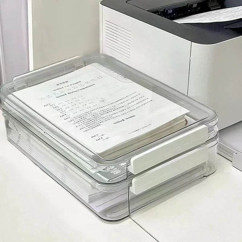 Paper Organizer Stackable Storage Box Transparent Desktop Storage Document Certificate Important Storage Box Oasis Select