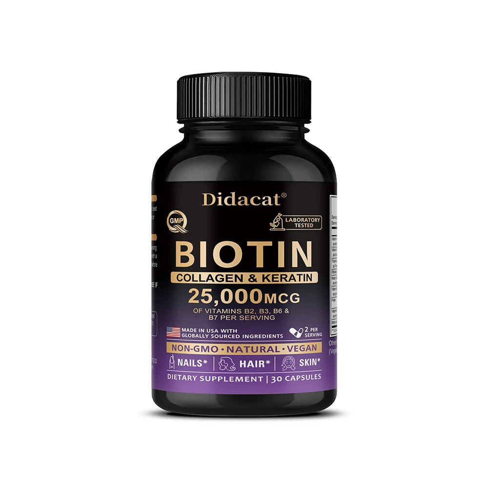 Biotin 25000 mcg + Collagen & Keratin – Hair, Skin & Nails Hair & Beauty Supplement Oasis Select 30 count-1 bottle