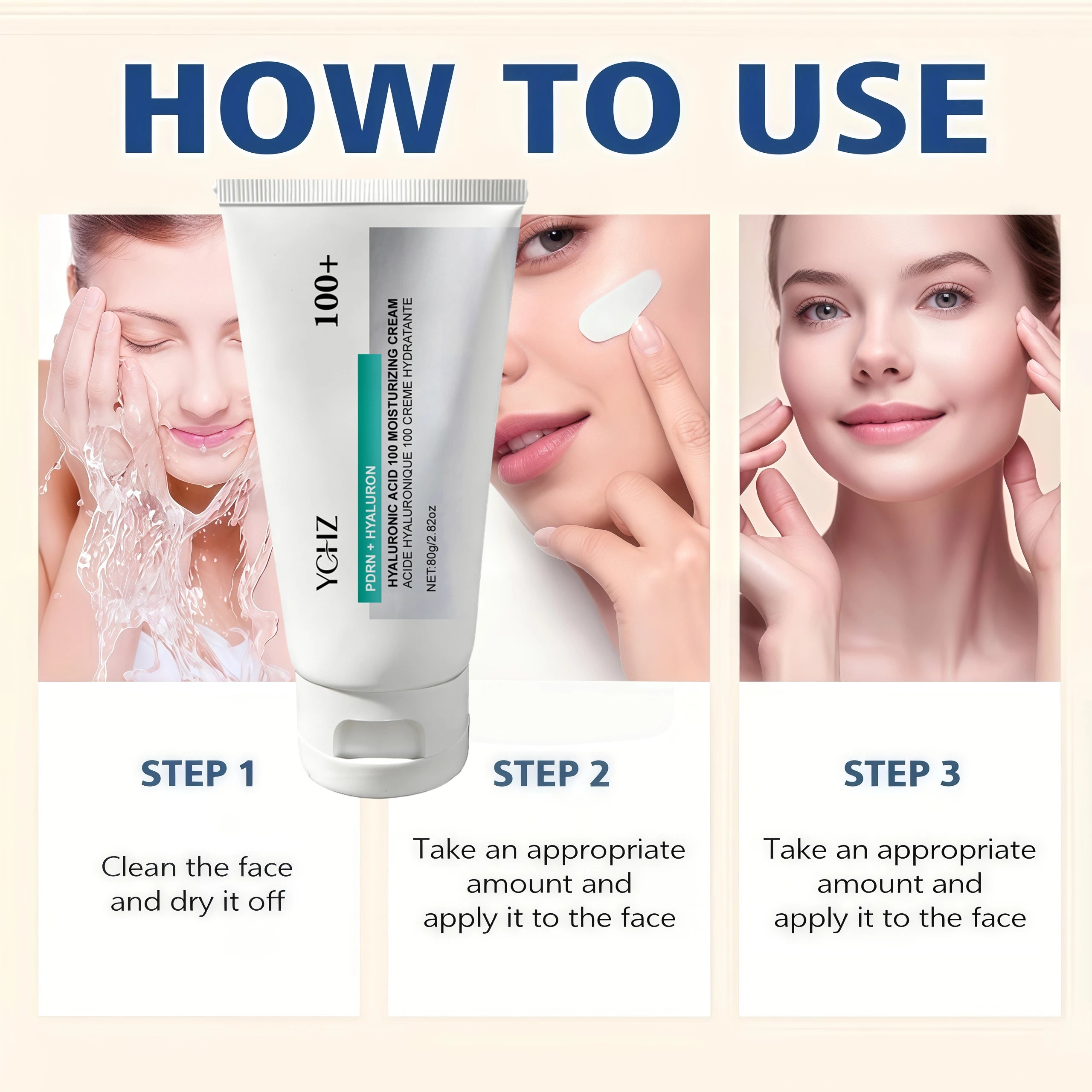 YCHZ Hyaluronic Acid Moisturizing Cream – Korean Skincare 80g Face Moisturizing Cream Oasis Select
