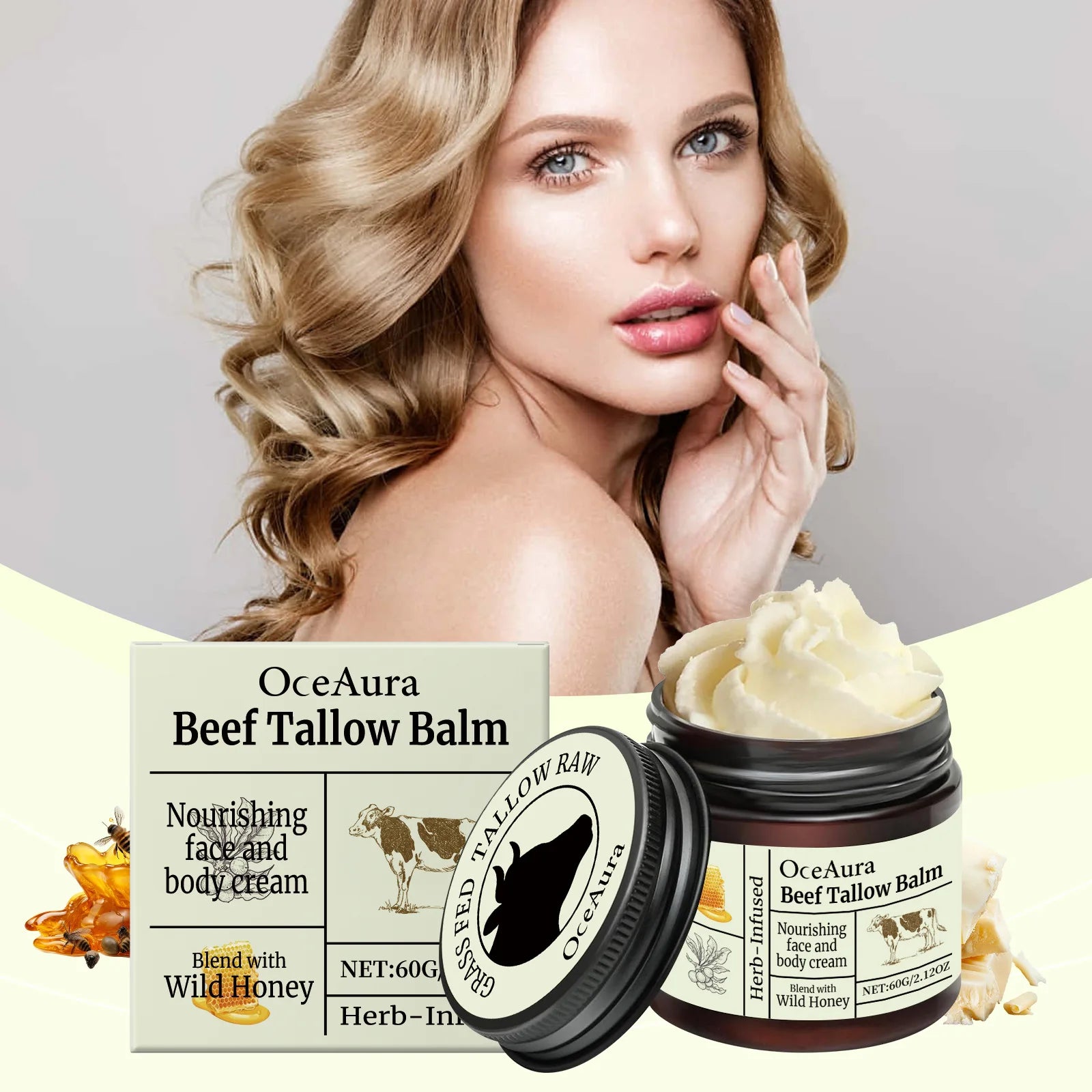 OceAura Butter Skin Moisturizing Cream Strengthen Firming Improving Elasticity Fades Fine Lines Honey Facial Nourishing Creams Oasis Select