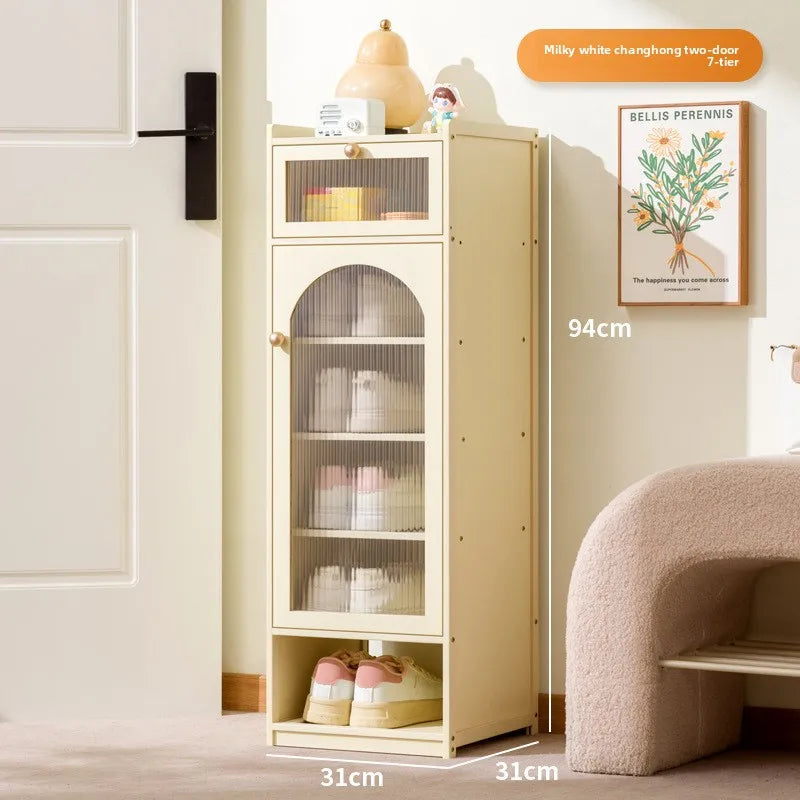 Shoe cabinet storage artifact space-saving indoor entrance small narrow shoe rack 2025 new dust-proof storage cabinet Oasis Select White Seven-Drawer