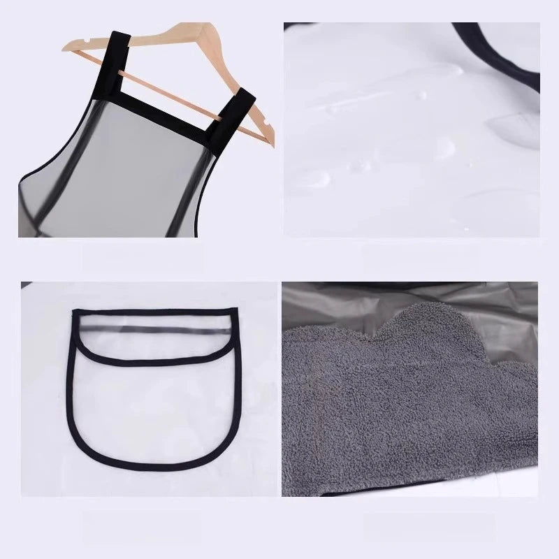 75CM PVC Kitchen Apron Waterproof Transparent Black Work Apron Dirt-Proof Oil Resistant Cleaning Aprons Household Cleaning Tools Oasis Select