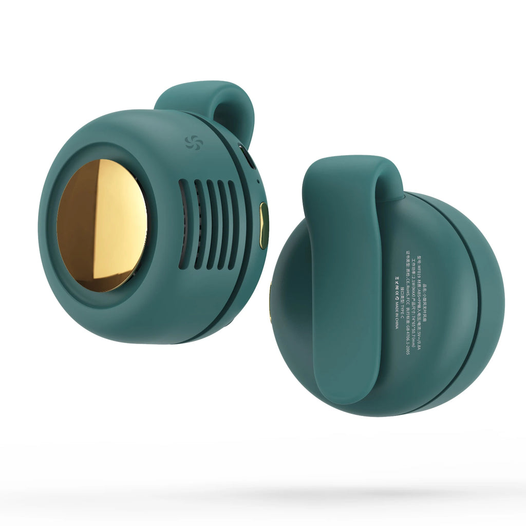 MF019 Mini Whirlwind Portable Snap On Charging Fan Waist Clip Mini Whirlwind Fan 3-Speed Handsfree Silent Strong Wind Oasis Select Green