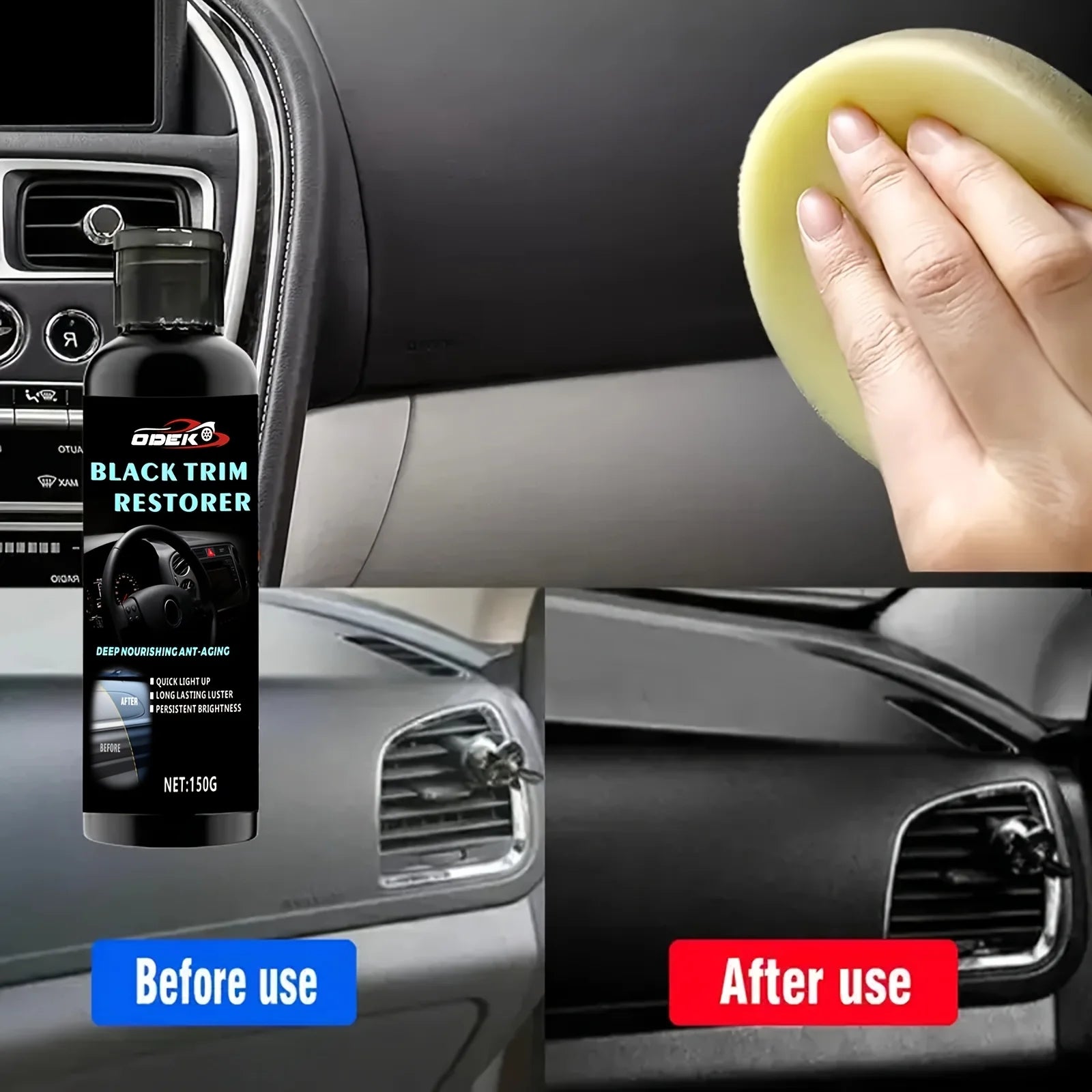 Plastic Repair, Rubber Black Gloss Paste, Tire Black Polish for Exterior and Interior Restoration of Cars, Bumpers, Mirrors Oasis Select