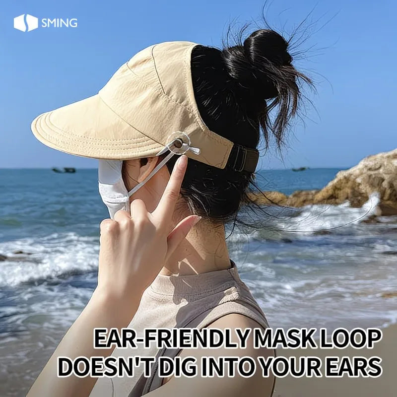 1-5PCS Women‘s Summer Sun Protection Hat Visor Face Cover Bucket Cap Korean Style Baseball Hat for Outdoor Beach Travel Oasis Select